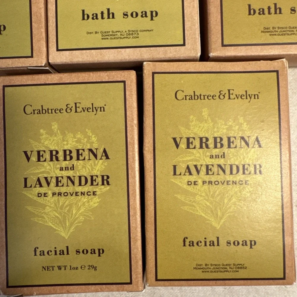 5 Crabtree & Evelyn VERBENA LAVENDER Facial &Bath Soap Bar 1.25 travel size Lot - Picture 3 of 3